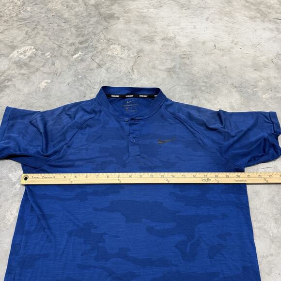 Nike Tiger Woods TW Polo Shirt Blue Camo Zonal Cooling Blade Collar Mens Medium - Picture 3 of 8